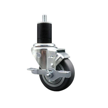Service Caster 3.5'' Thermoplastic Rubber Swivel 1-3/4'' Expanding Stem Caster with Brake SCC-EX20S3514-TPRB-TLB-134